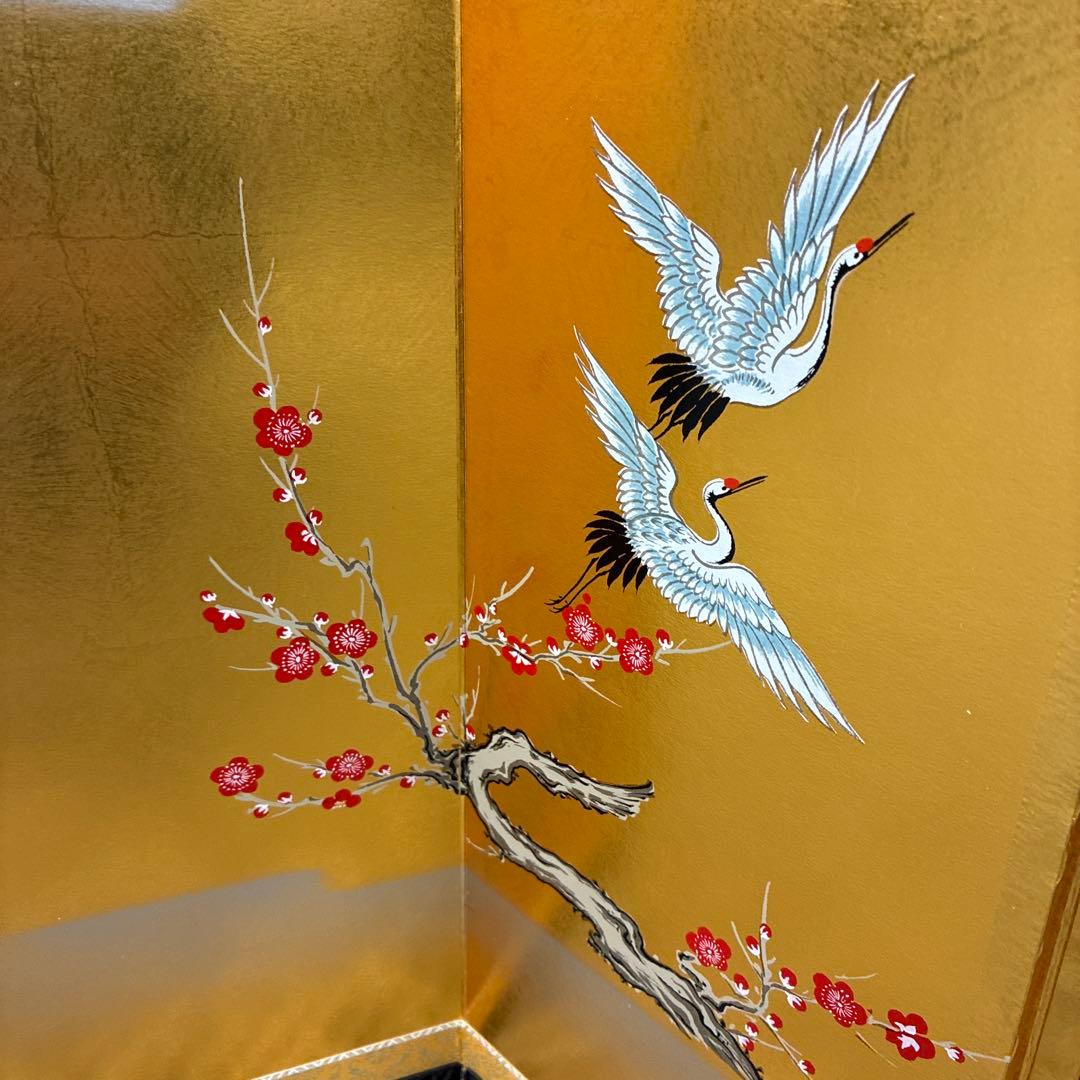 reⅠuお雛様金屏風 鶴、梅、松　超特特大
