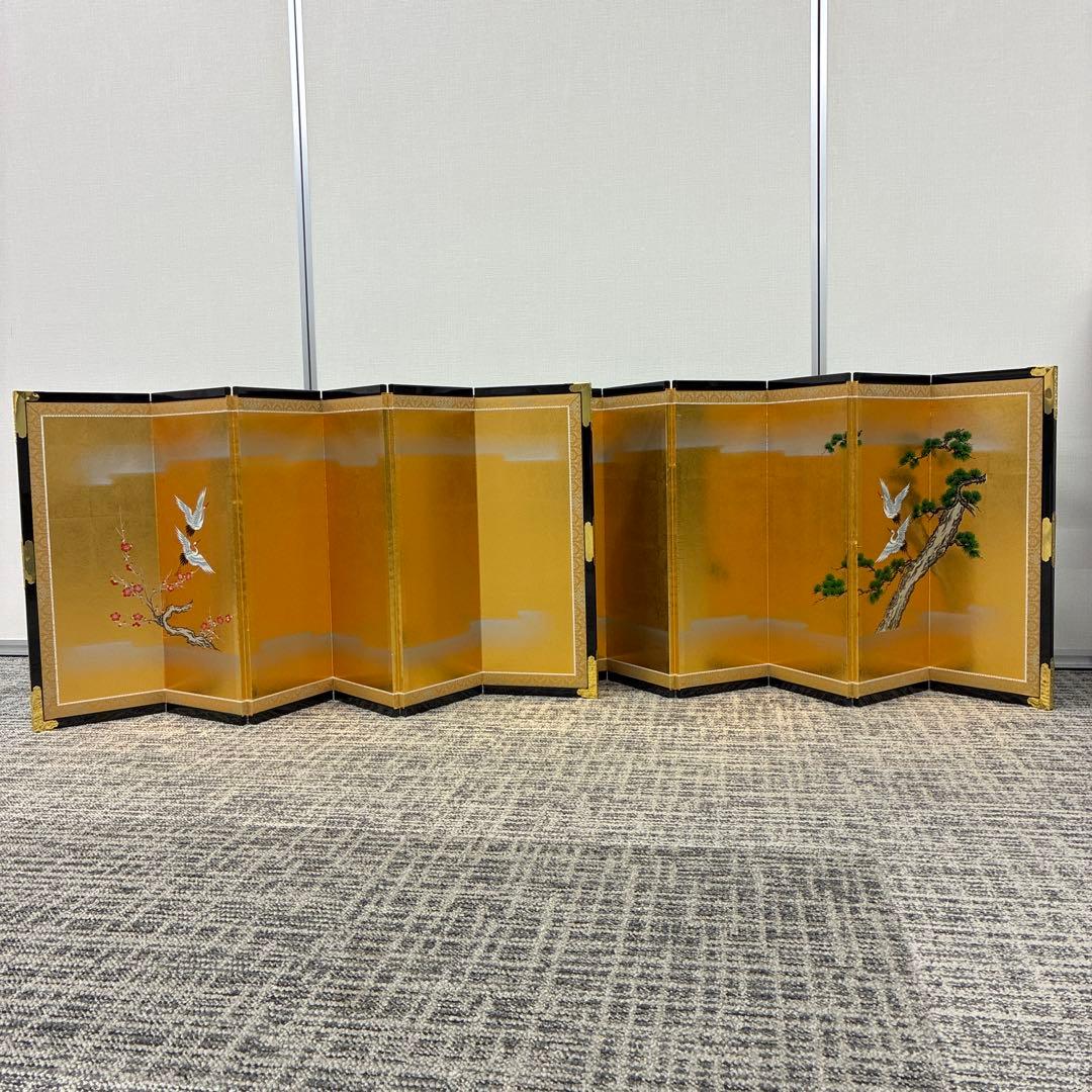 reⅠuお雛様金屏風 鶴、梅、松　超特特大