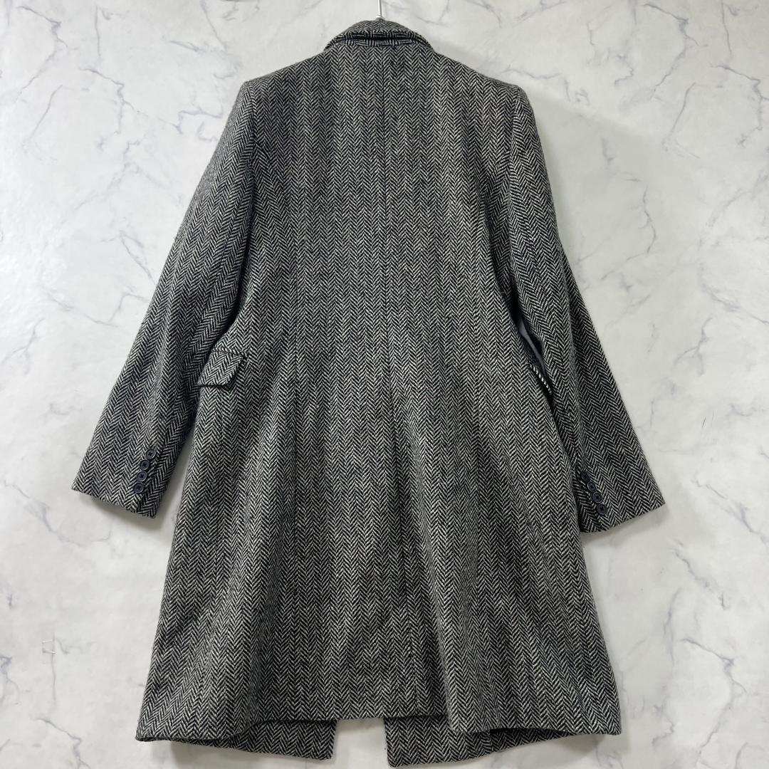 美品 ラルフローレン ヘリンボーンツイード ダブルチェスターコート B1502