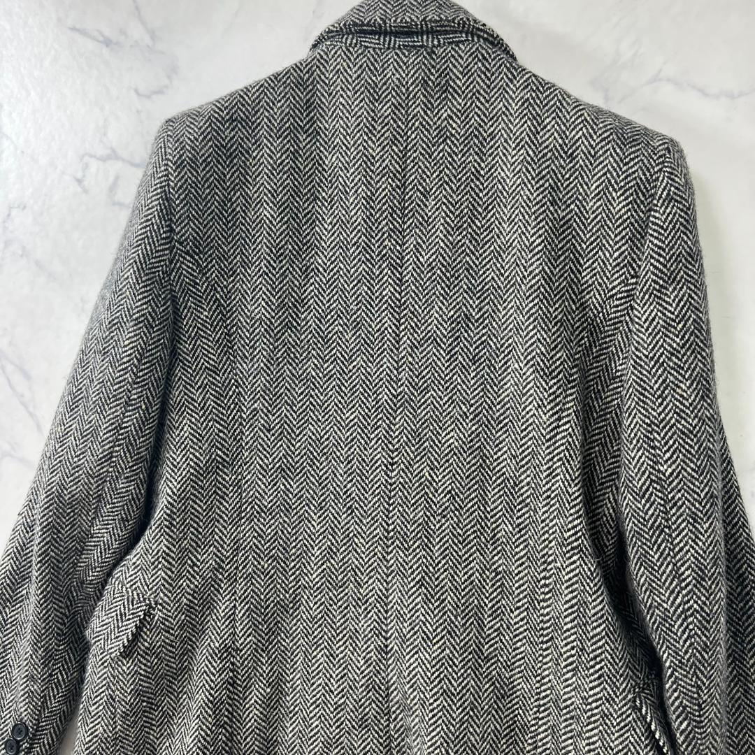 美品 ラルフローレン ヘリンボーンツイード ダブルチェスターコート B1502