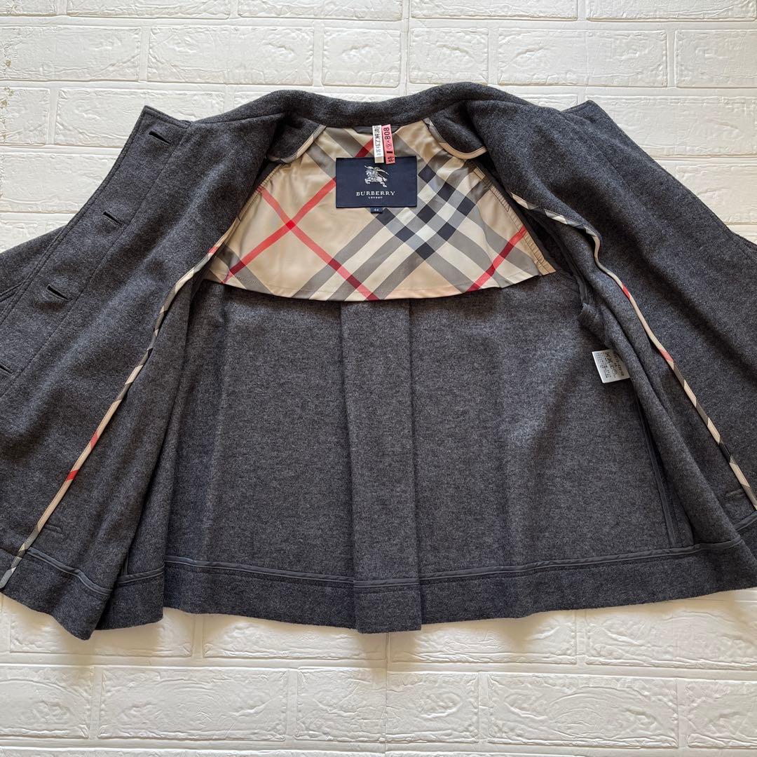 【美品】《BURBERRY LONDON》ポンチョ風 ウール ショート コート