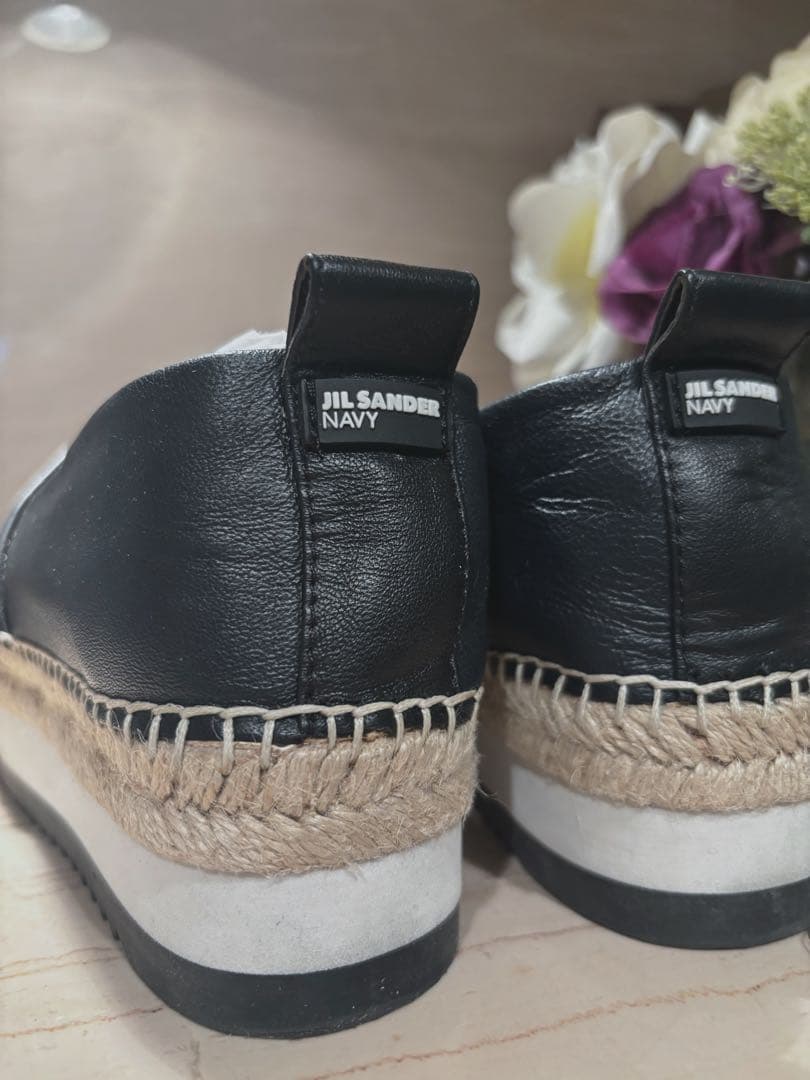 JILL SANDER navy★ウェーブソールウェッジシューズ36