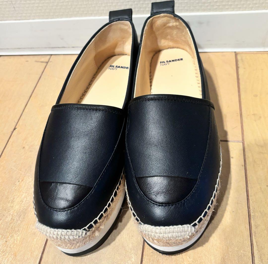 JILL SANDER navy★ウェーブソールウェッジシューズ36