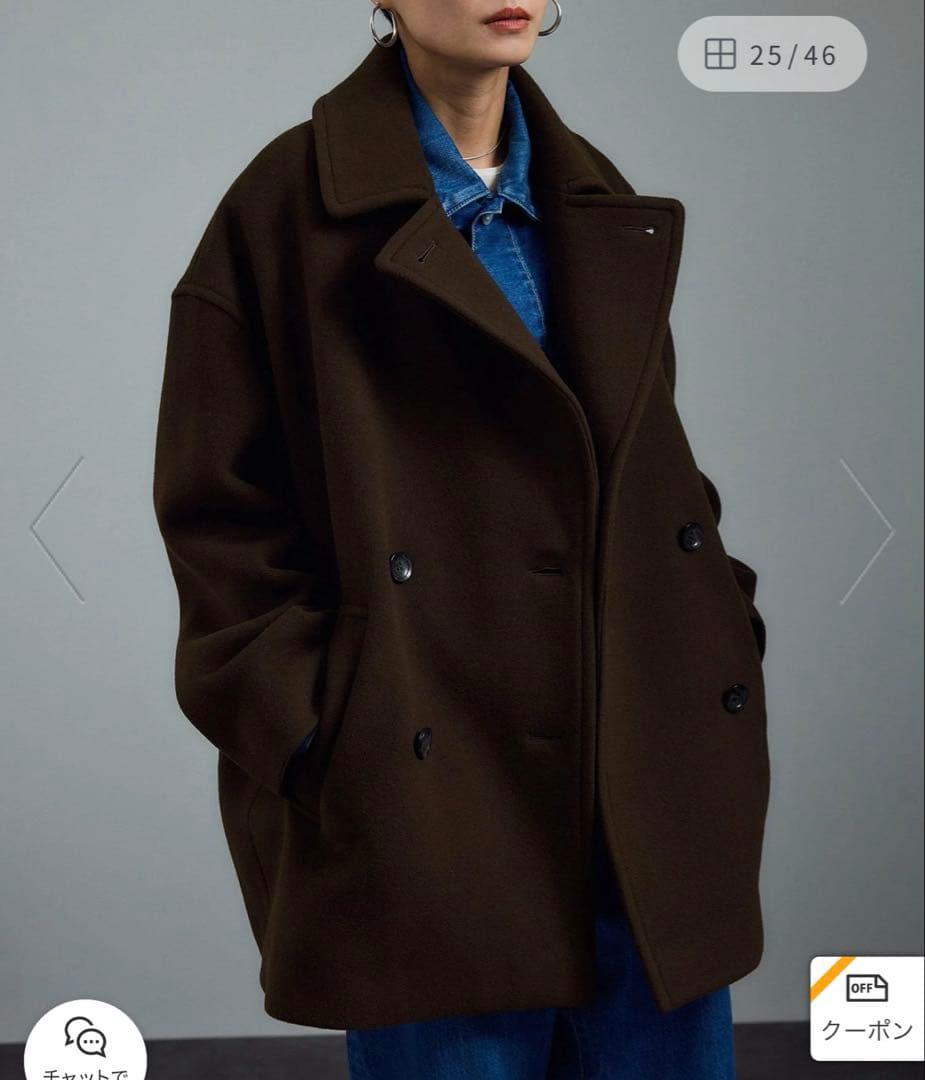[期間限定価格]MANTECOウールPコート　ブラウンＳ