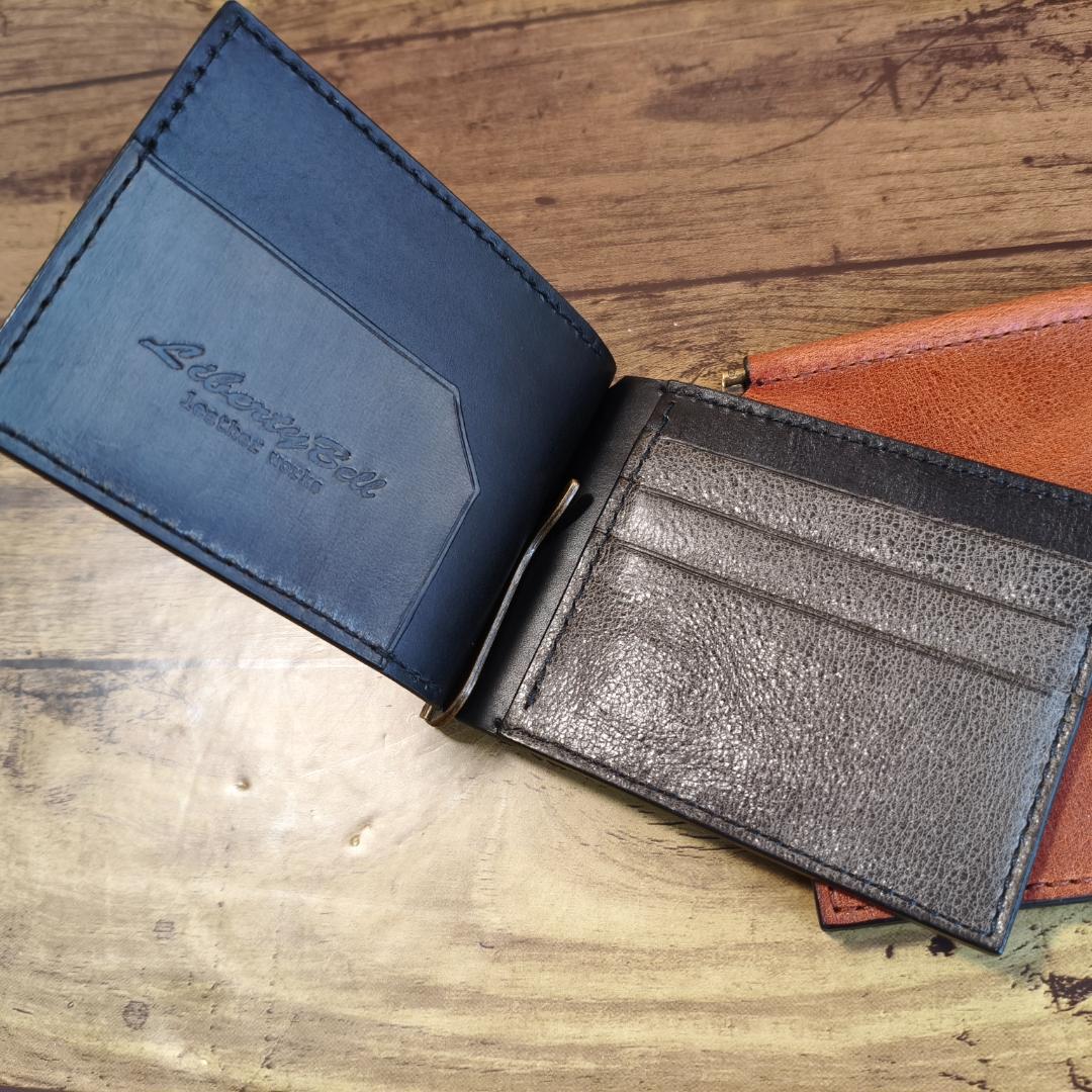 【姫路レザーシュリンク】シンプルマネークリップ【プルアップレザー】