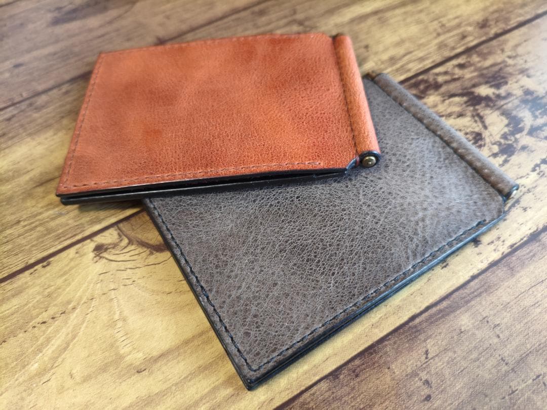 【姫路レザーシュリンク】シンプルマネークリップ【プルアップレザー】