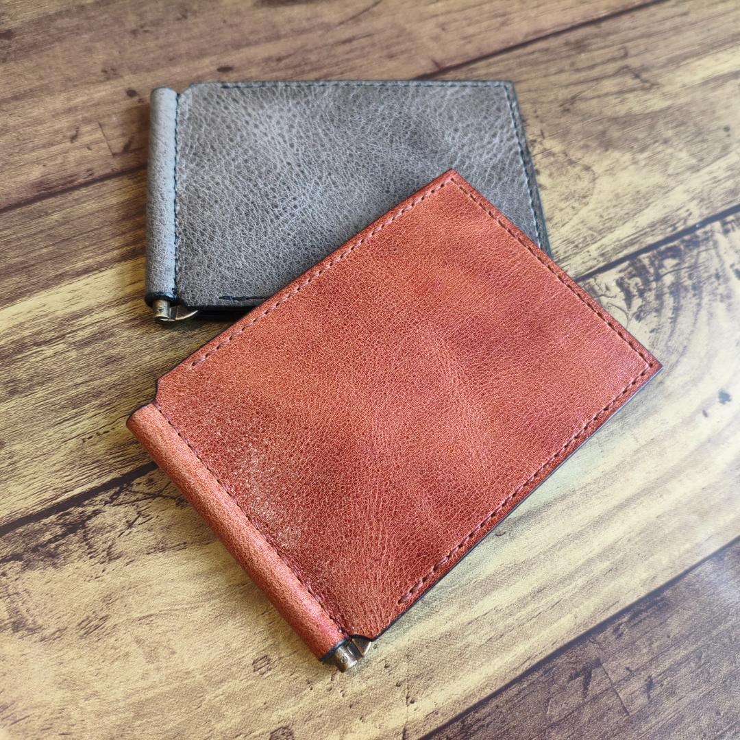 【姫路レザーシュリンク】シンプルマネークリップ【プルアップレザー】