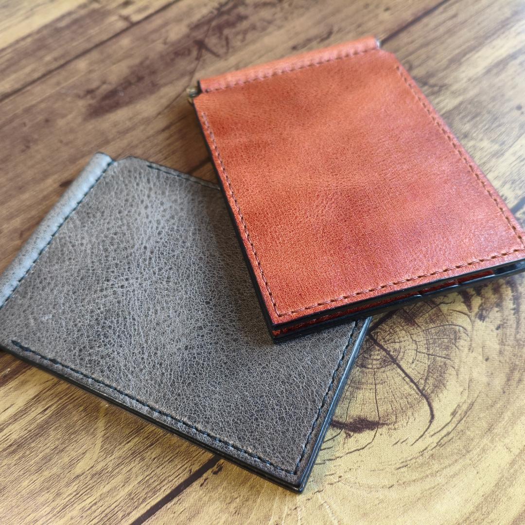 【姫路レザーシュリンク】シンプルマネークリップ【プルアップレザー】