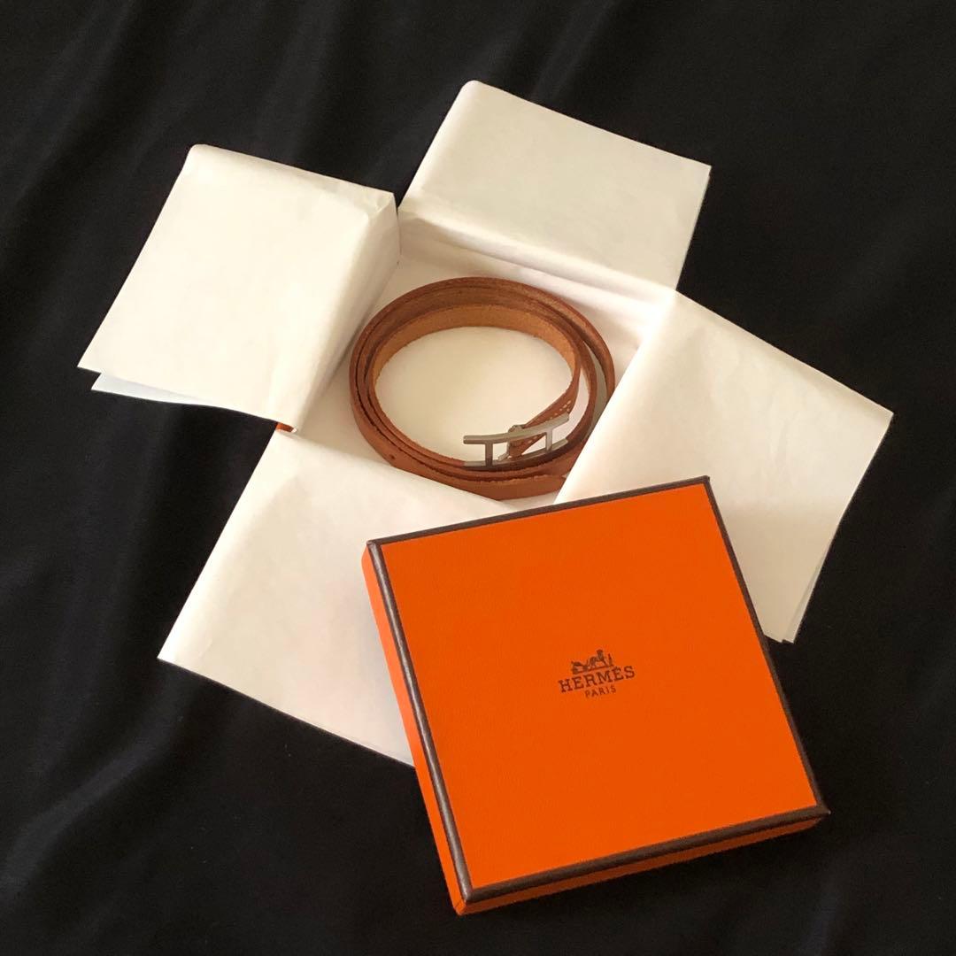 【美品】HERMES レザーブレスレット バングル ビーアピ ドゥブルトゥール