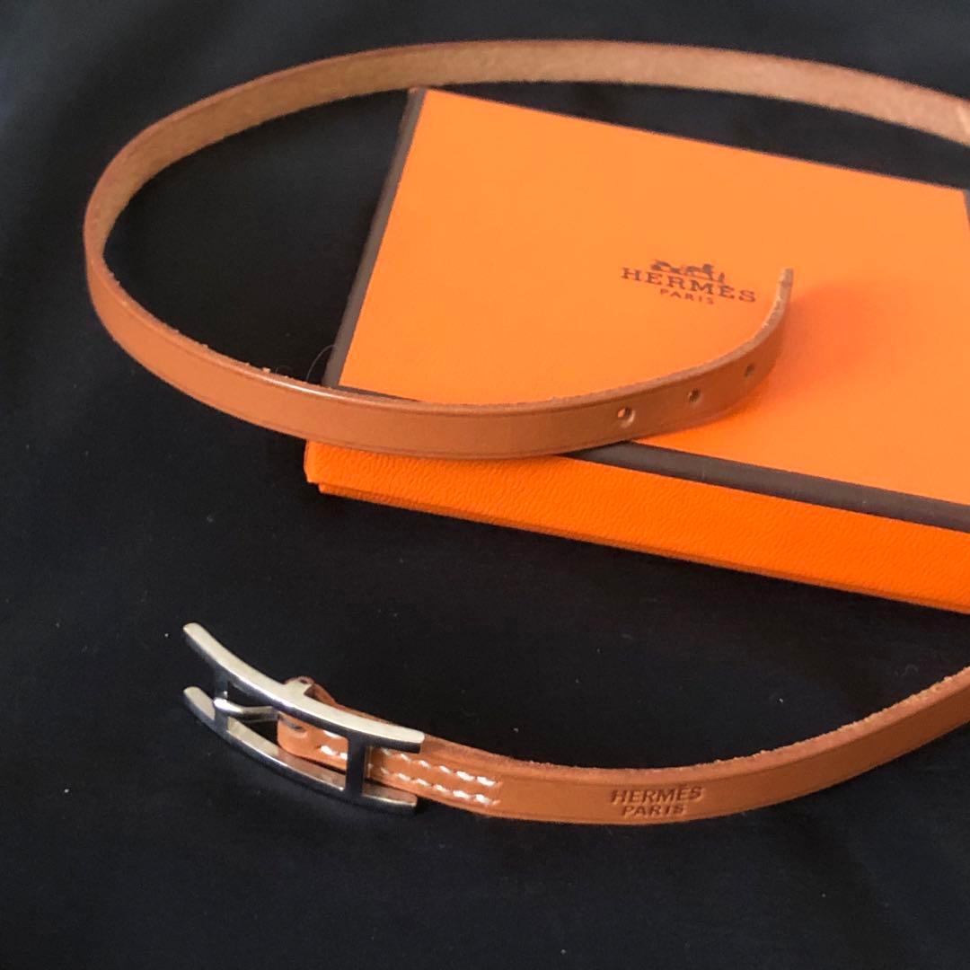 【美品】HERMES レザーブレスレット バングル ビーアピ ドゥブルトゥール