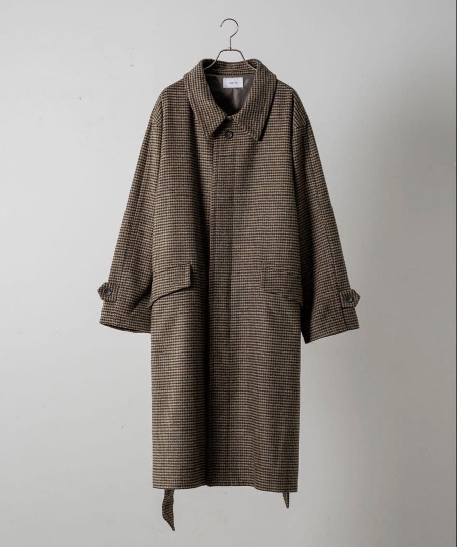 【soerte】ヘビーメルトンチェックシャギーコート チェック　サイズ1