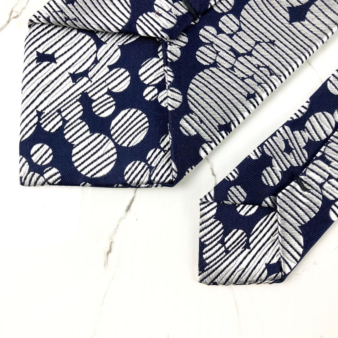 極美品　コムデギャルソン　ネクタイ　水玉　ドット　ジャガード　ネイビー　シルバー