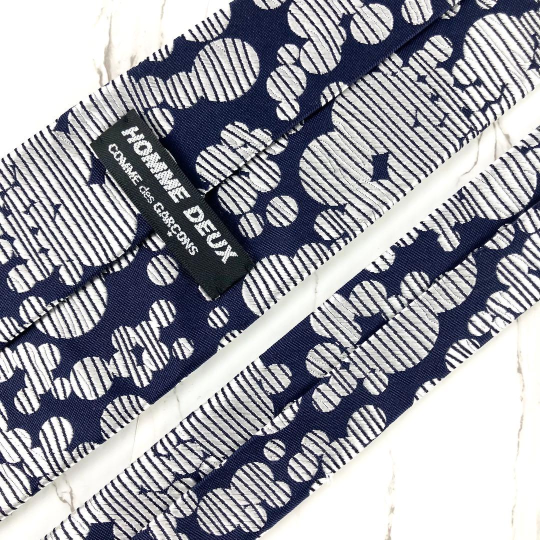 極美品　コムデギャルソン　ネクタイ　水玉　ドット　ジャガード　ネイビー　シルバー