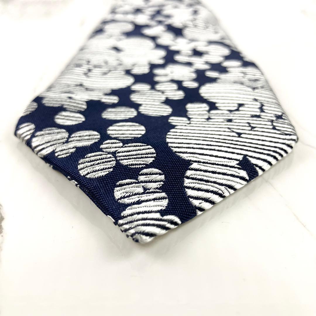 極美品　コムデギャルソン　ネクタイ　水玉　ドット　ジャガード　ネイビー　シルバー