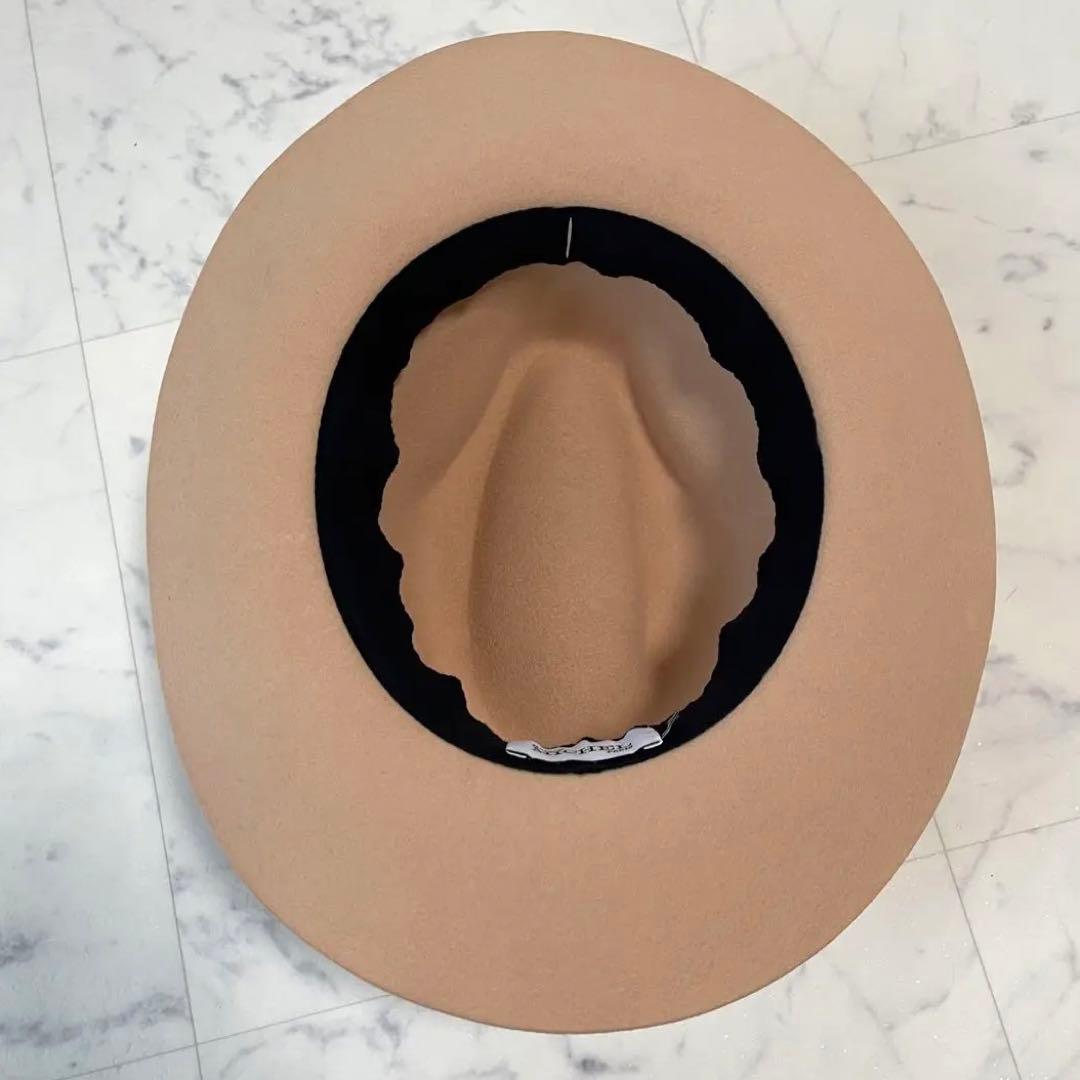 美品✨メゾンミッシェル フェルトハット Mロゴプレート リボン キャメル