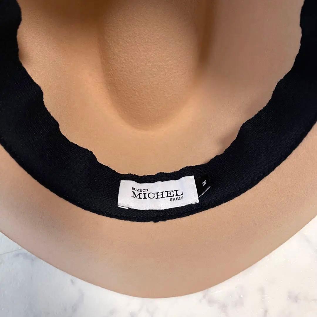 美品✨メゾンミッシェル フェルトハット Mロゴプレート リボン キャメル