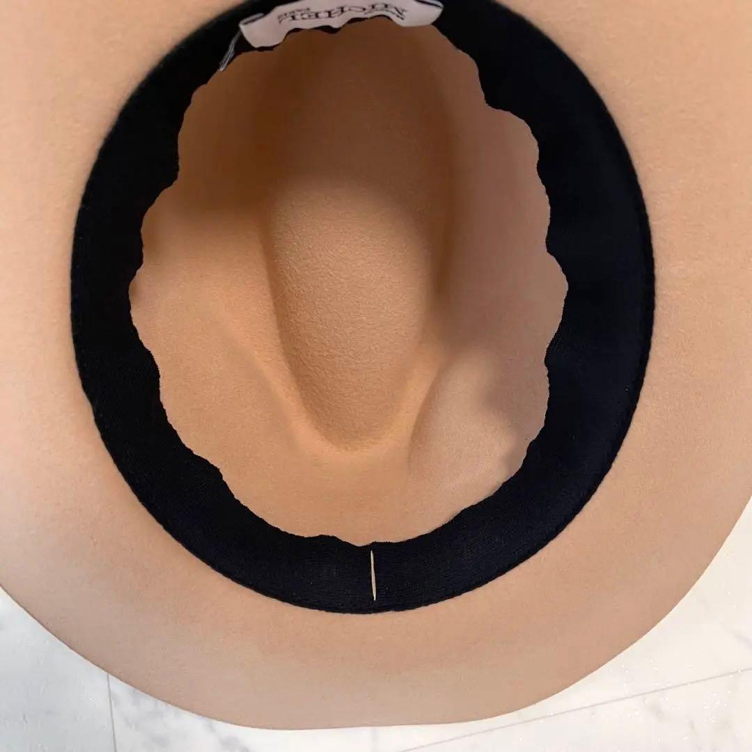 美品✨メゾンミッシェル フェルトハット Mロゴプレート リボン キャメル