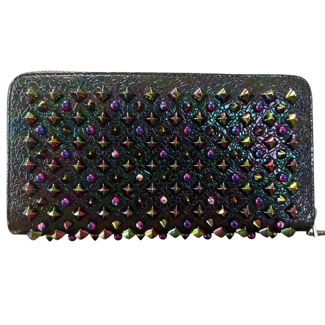 美品 クリスチャンルブタン パネトーネ マルチカラー ラウンドファスナー