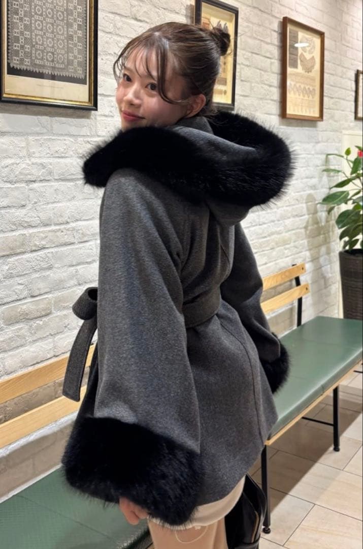 Chico 新品　ファー付きフード襟マルチwayケープコート