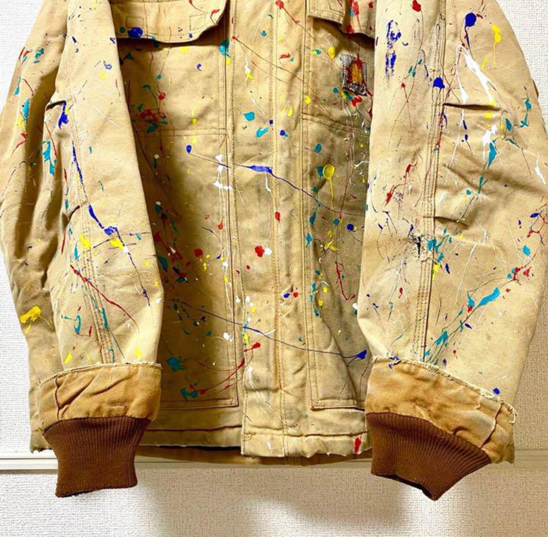一点物！ 90s カーハート ダックジャケット 中綿 ペイント Carhartt