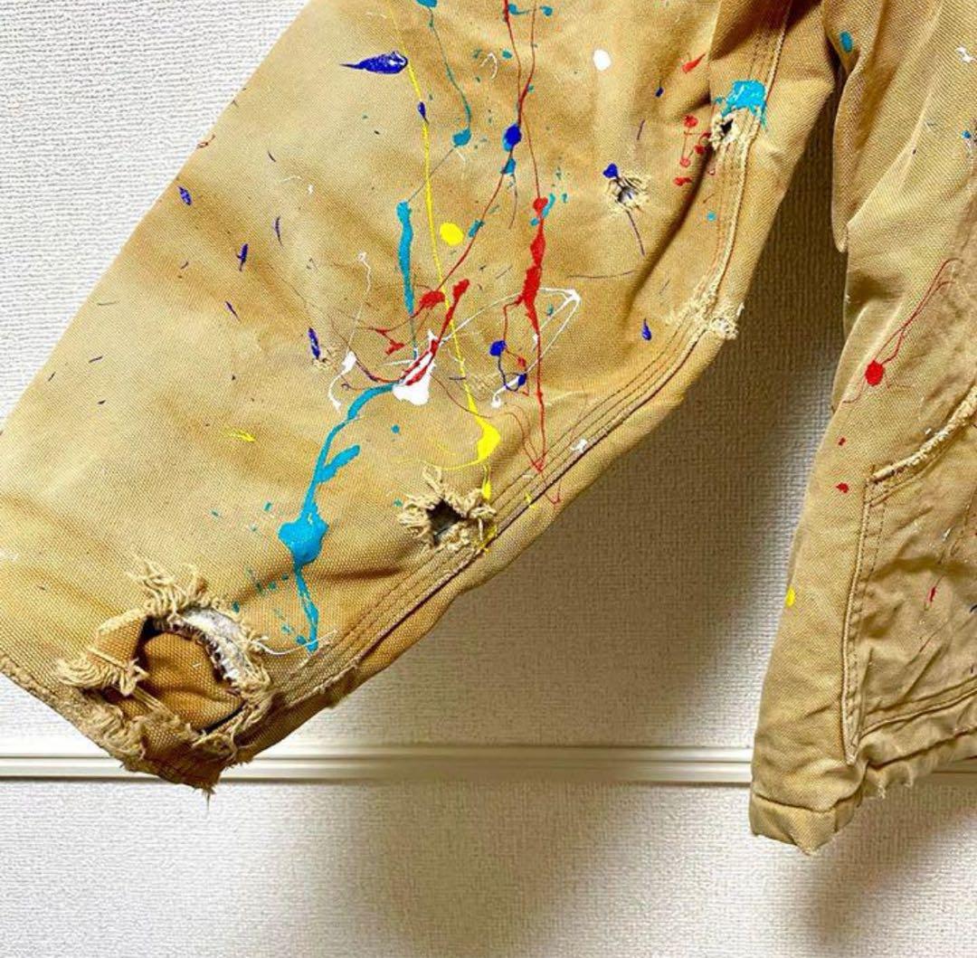 一点物！ 90s カーハート ダックジャケット 中綿 ペイント Carhartt