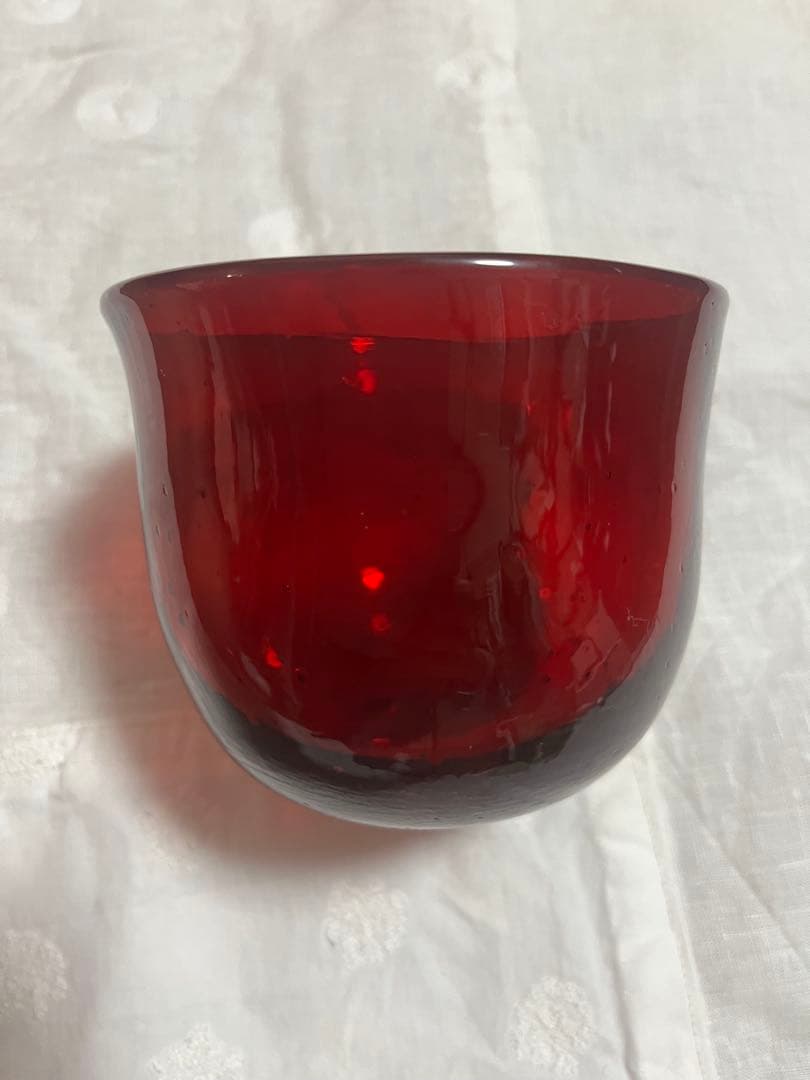 横山秀樹　ガラスボウル　赤
