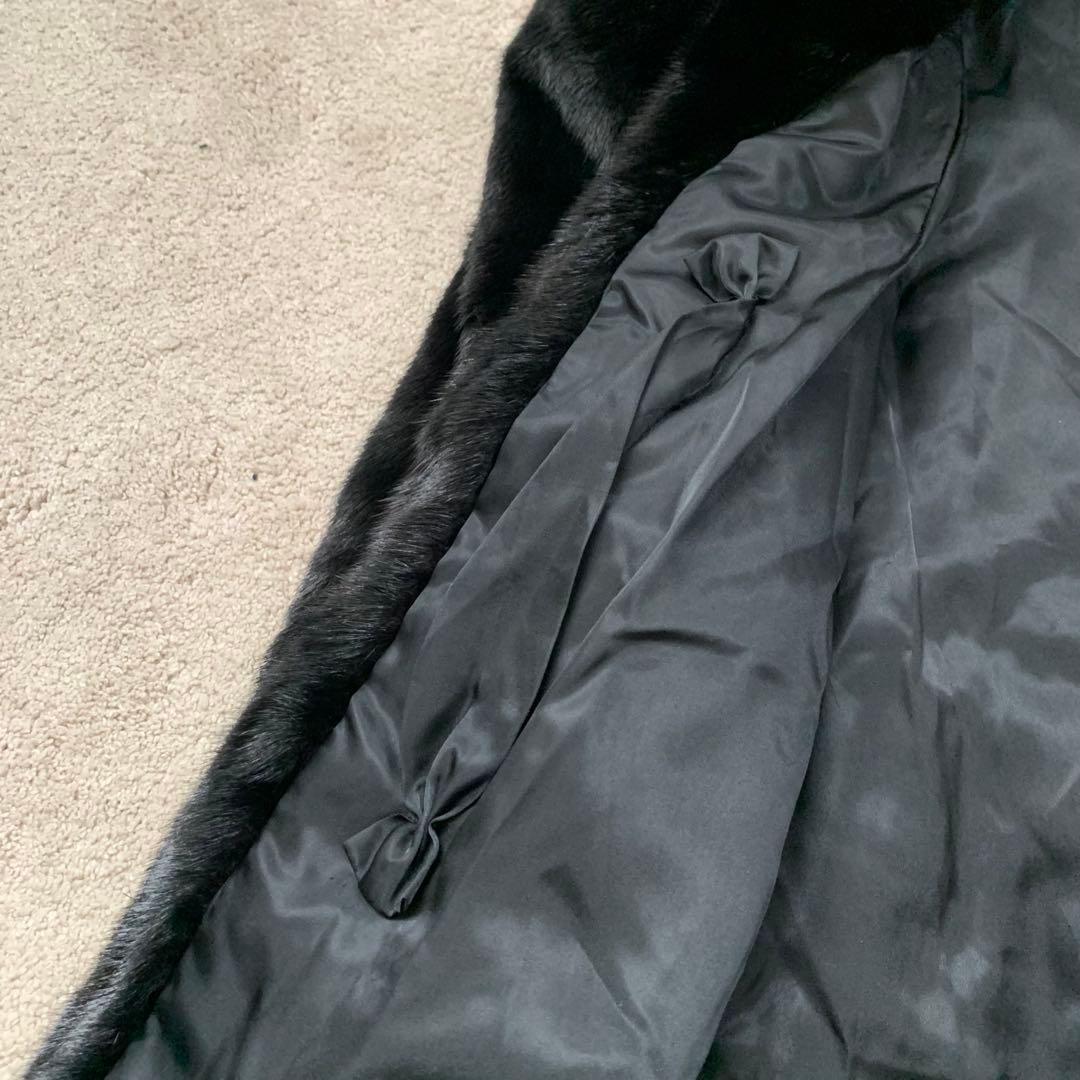 うさぎ　サガミンク　ファー　毛皮　銀タグ　コート　ブラック