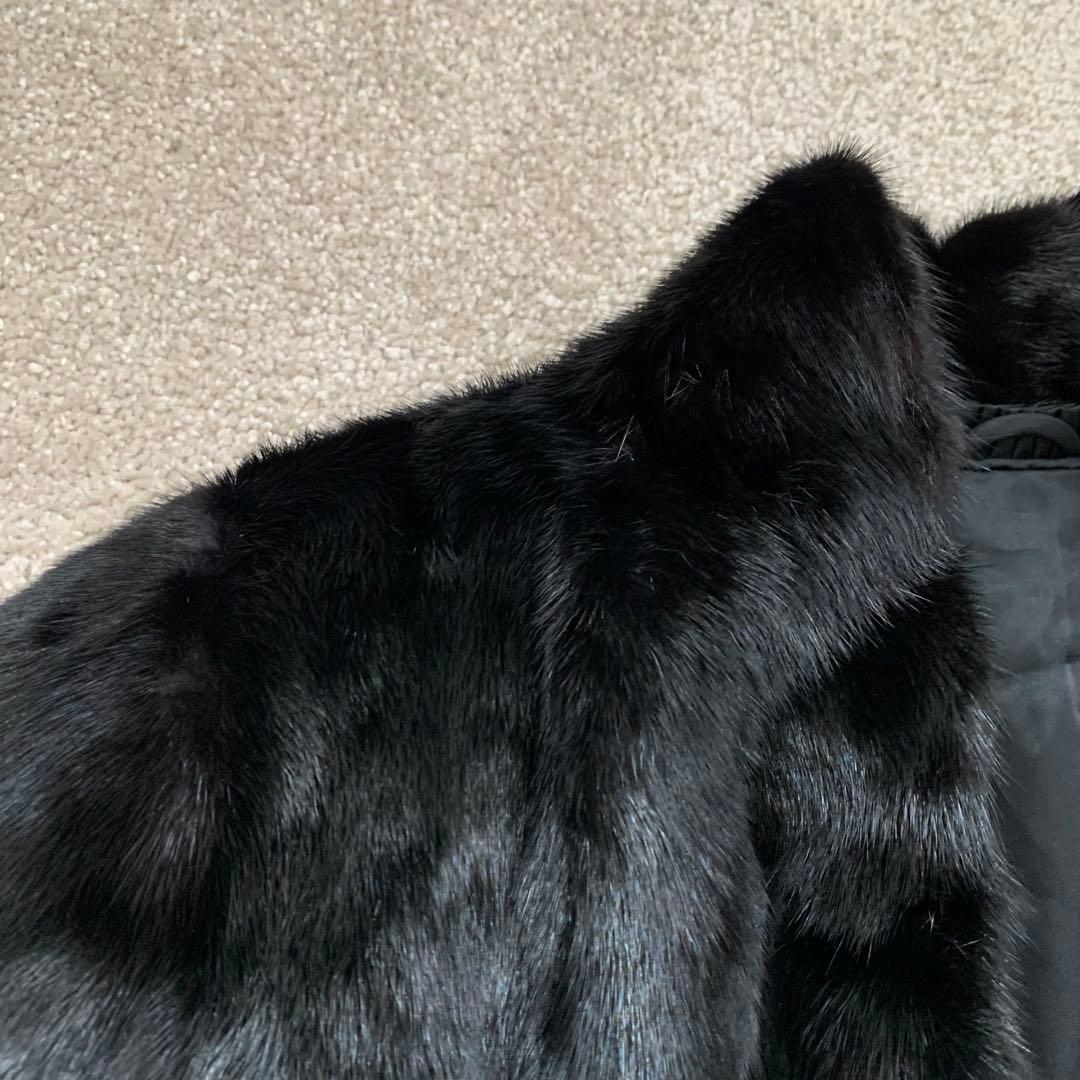 うさぎ　サガミンク　ファー　毛皮　銀タグ　コート　ブラック