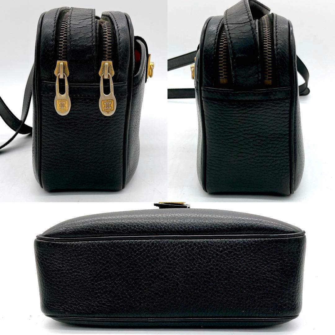 希少【CELINE】ショルダーバッグ　ダブルファスナー　ゴールド金具　ブラック