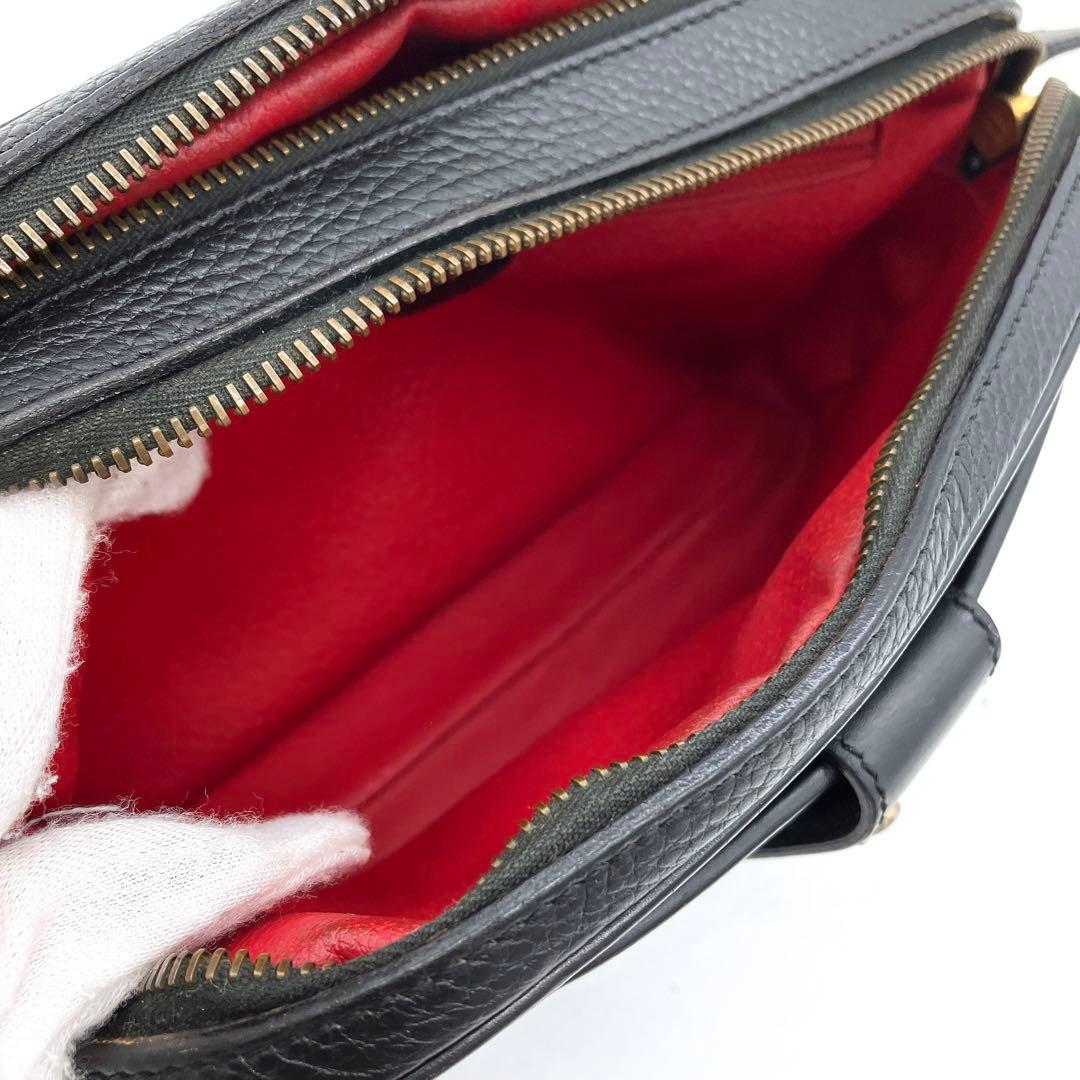 希少【CELINE】ショルダーバッグ　ダブルファスナー　ゴールド金具　ブラック