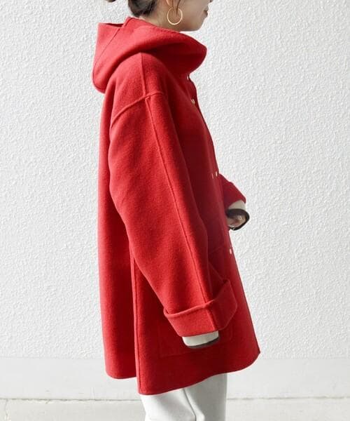 SHIPS any リバー フーデッド Aライン ミドル コート アウター