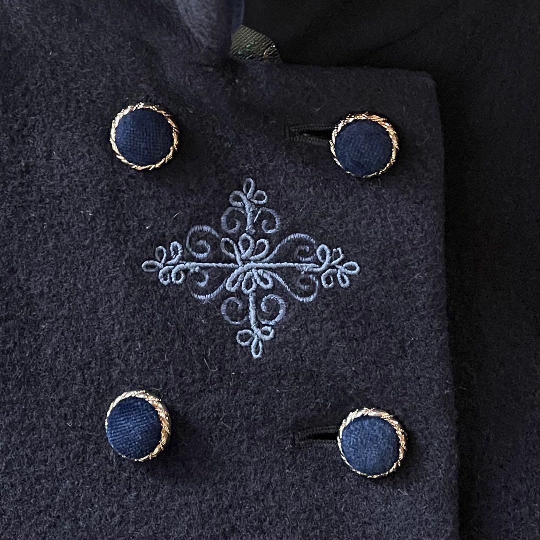 極美品☆ファミリア Aライン ウールコート 110 濃紺 金ボタン ベルベット