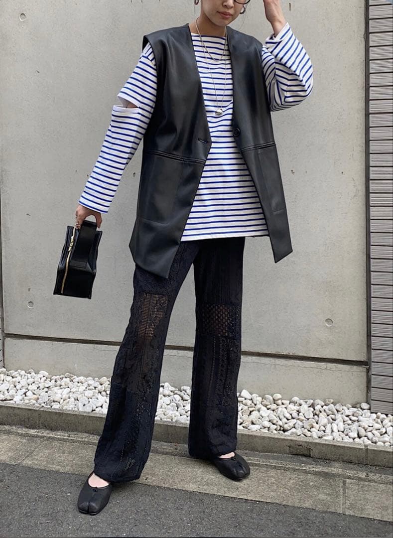 TODAYFUL パッチワーク レースパンツ ブラック 38 刺繍 トゥデイフル