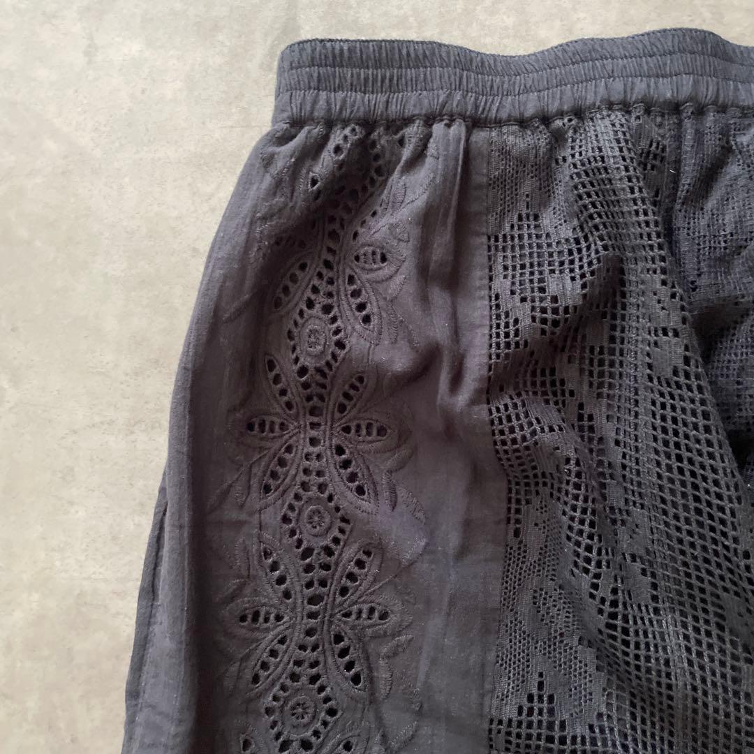 TODAYFUL パッチワーク レースパンツ ブラック 38 刺繍 トゥデイフル