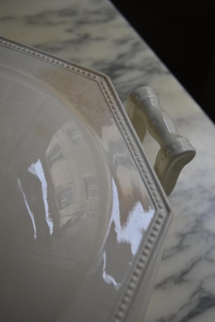 訳有　クレイユモントロー　オクトゴナル　スーピエ　印有　フランスアンティーク金継