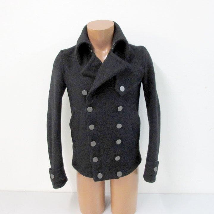 ガラアーベントGalaabenDメルトンピーコート黒アンゴラ混ＭPコート