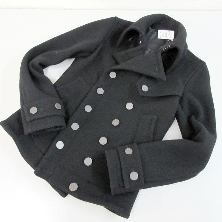 ガラアーベントGalaabenDメルトンピーコート黒アンゴラ混ＭPコート