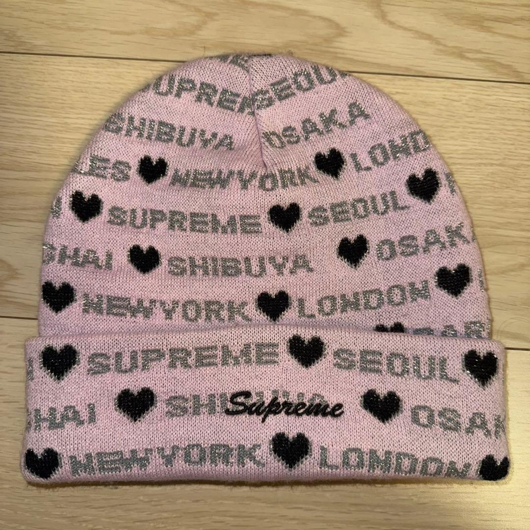 Supreme ハートビーニー ピンク