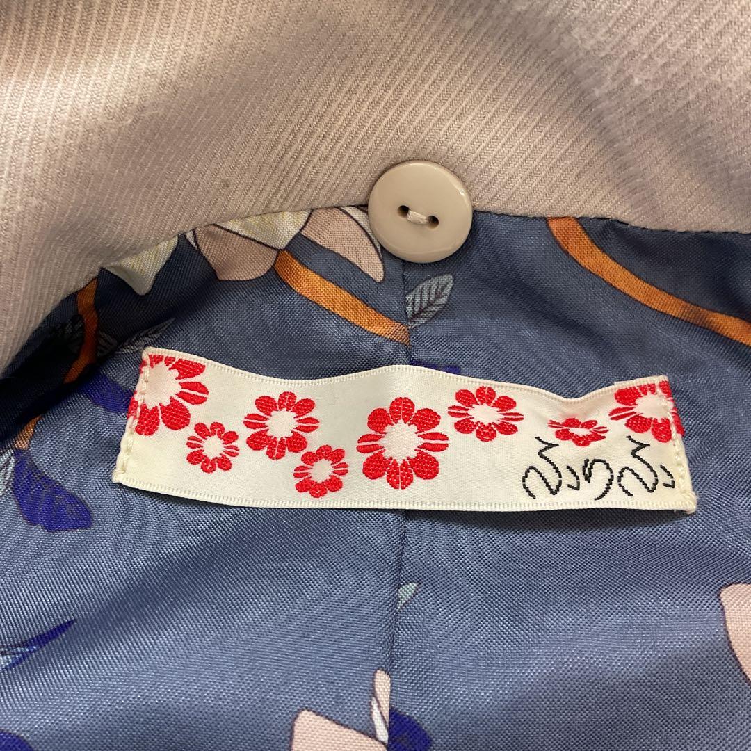 花柄刺繍 ケープコート ライトグレー