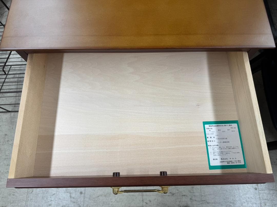 E◆マルニ製 木製チェスト5段 天然木 ウレタン塗装