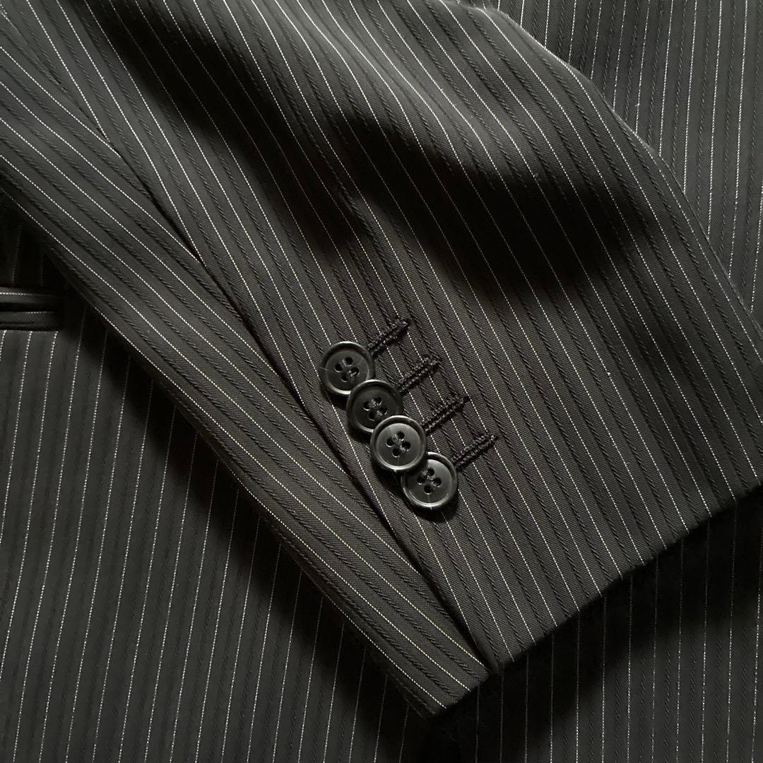 EMPORIO ARMANIブラックストライプ ダブルブレストスーツ 50