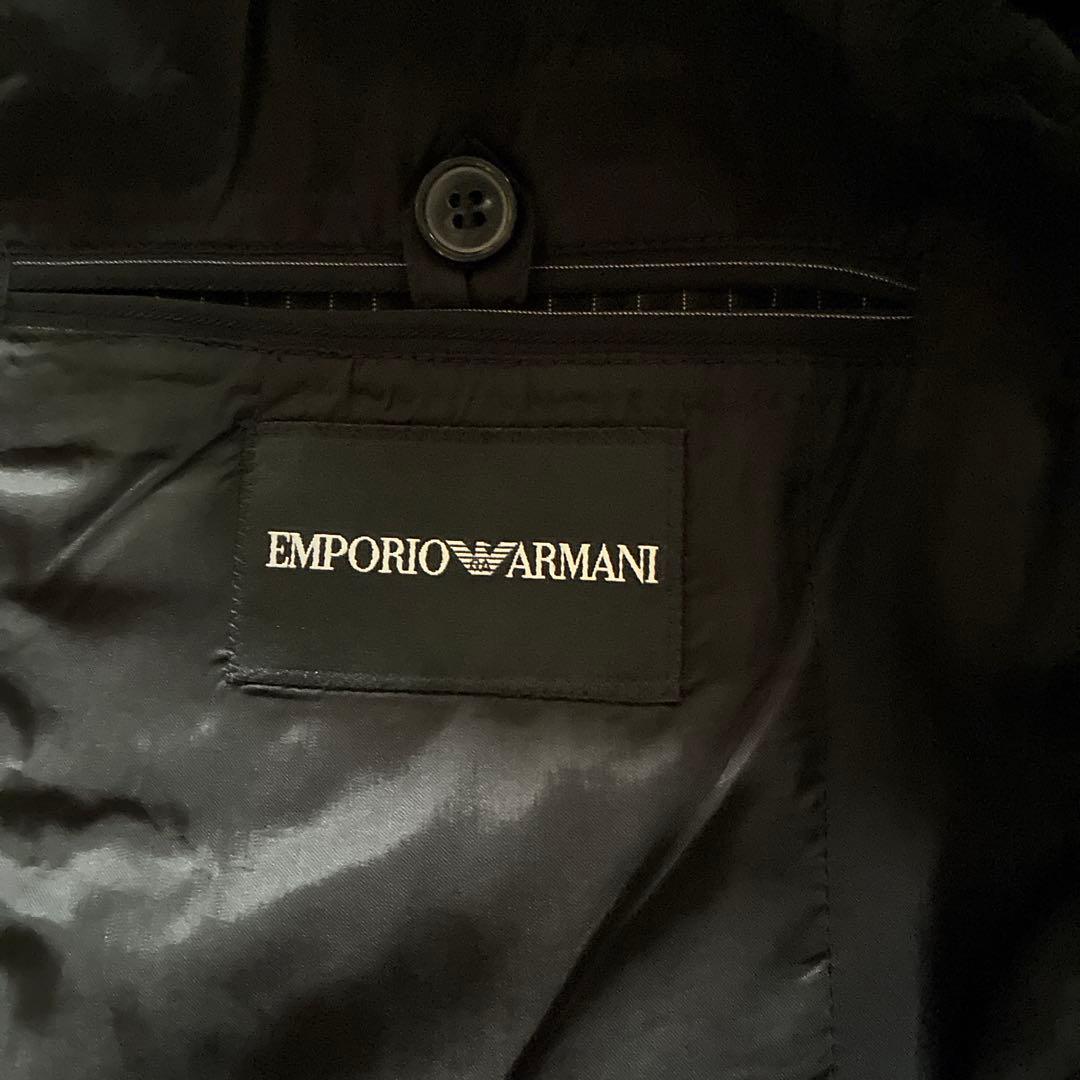 EMPORIO ARMANIブラックストライプ ダブルブレストスーツ 50