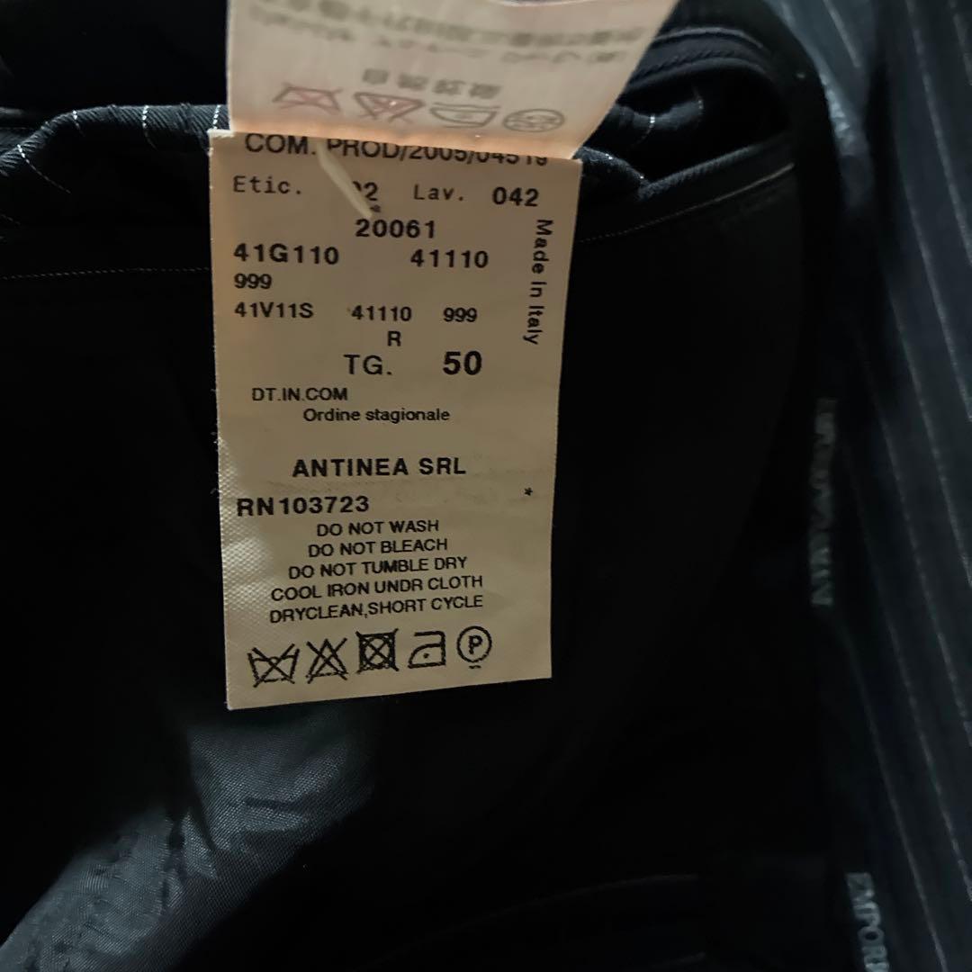 EMPORIO ARMANIブラックストライプ ダブルブレストスーツ 50