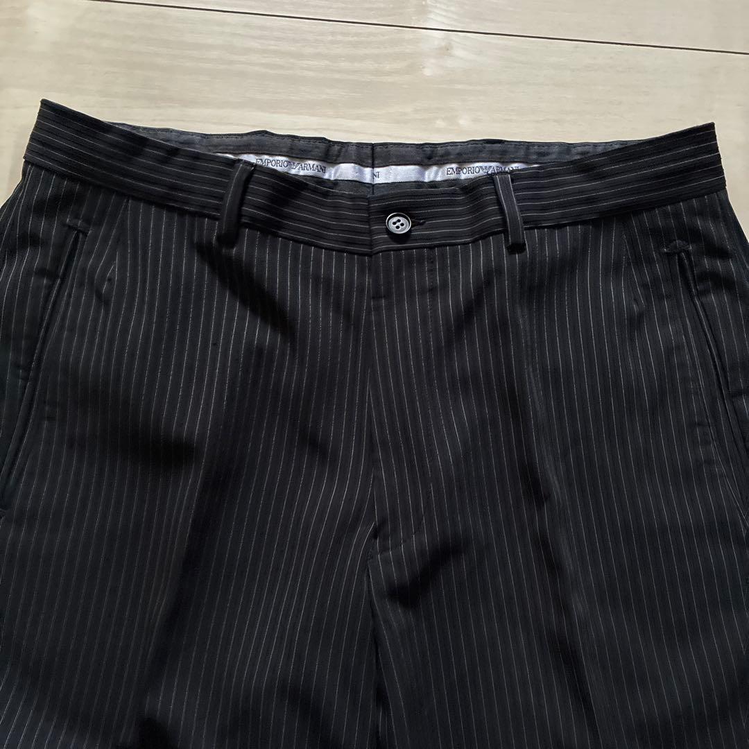 EMPORIO ARMANIブラックストライプ ダブルブレストスーツ 50