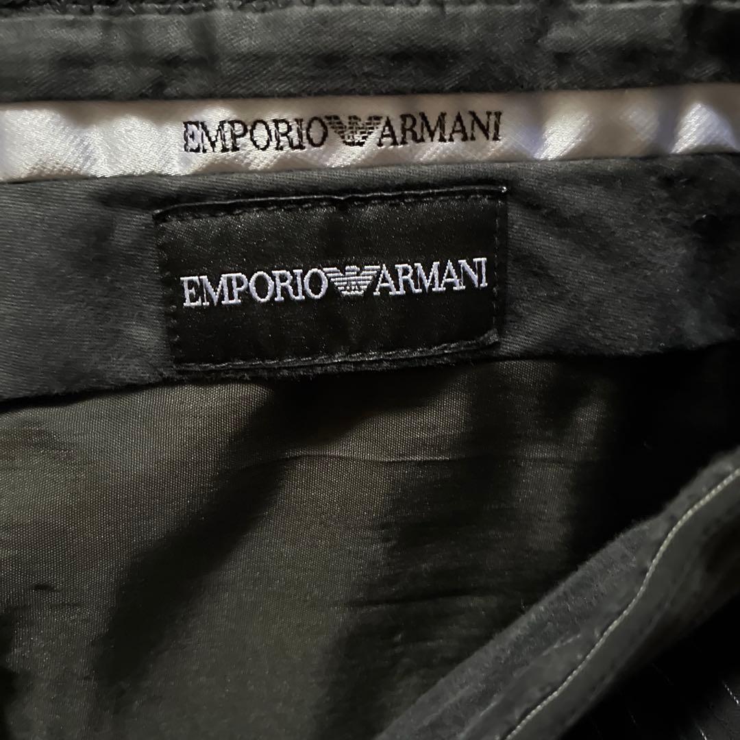 EMPORIO ARMANIブラックストライプ ダブルブレストスーツ 50