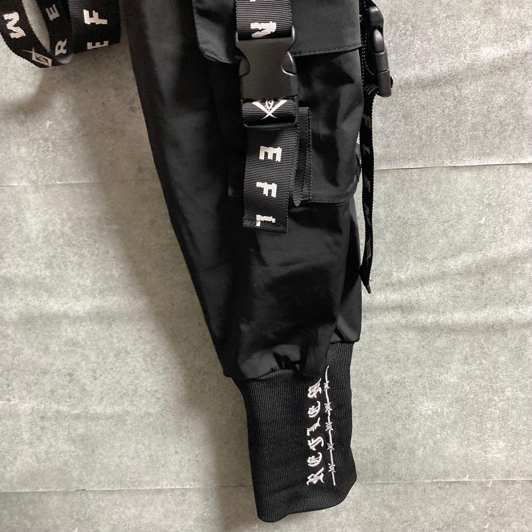『REFLEM/レフレム』ハーネスロゴベルトカーゴパンツ　黒　ボンテージパンツ