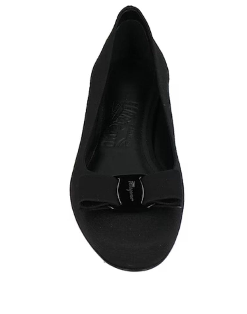 FELLAGAMO VARINAブラックリボンフラットシューズ