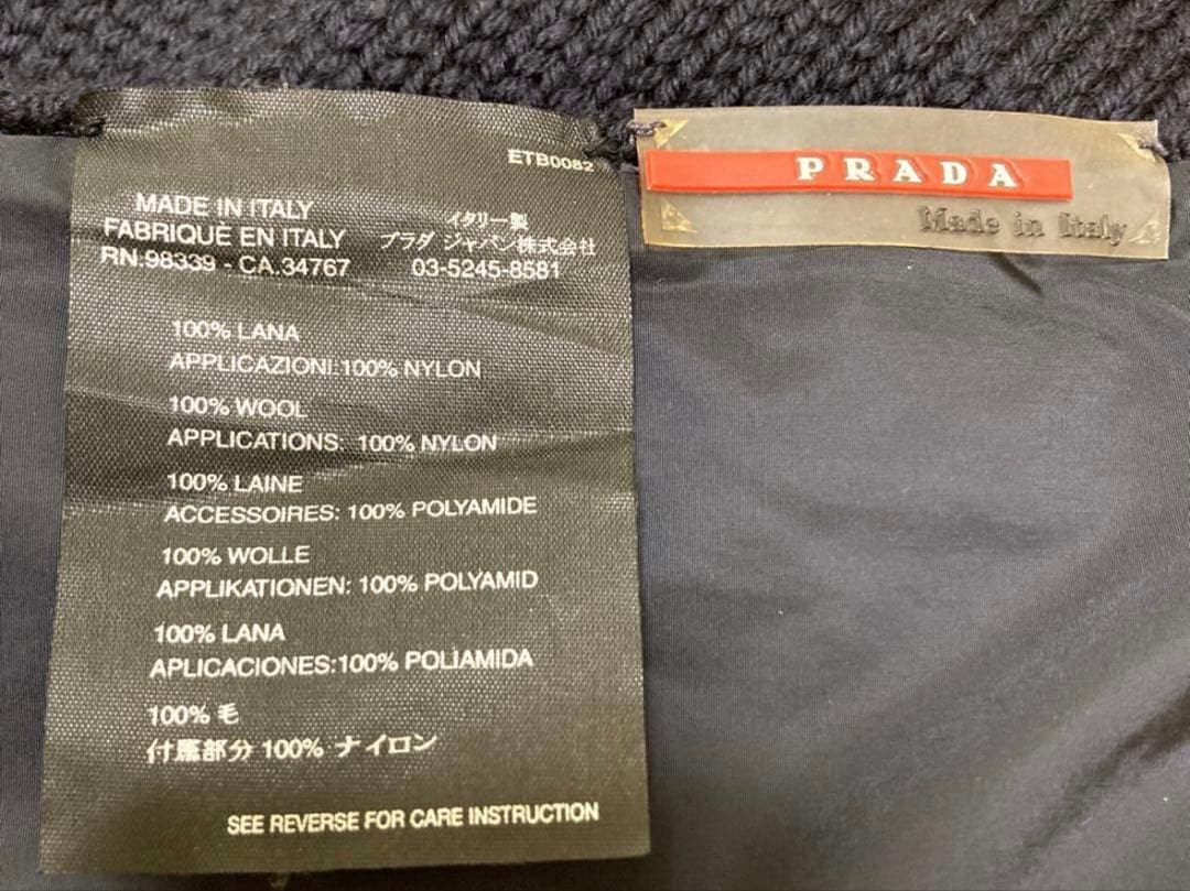 PRADA SPORTSプラダスポーツ　 ウール×ナイロンマフラー　ネイビー
