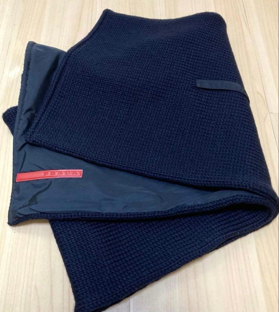 PRADA SPORTSプラダスポーツ　 ウール×ナイロンマフラー　ネイビー