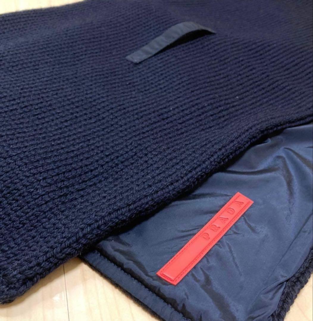 PRADA SPORTSプラダスポーツ　 ウール×ナイロンマフラー　ネイビー